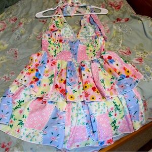Floral puffy skater dress
